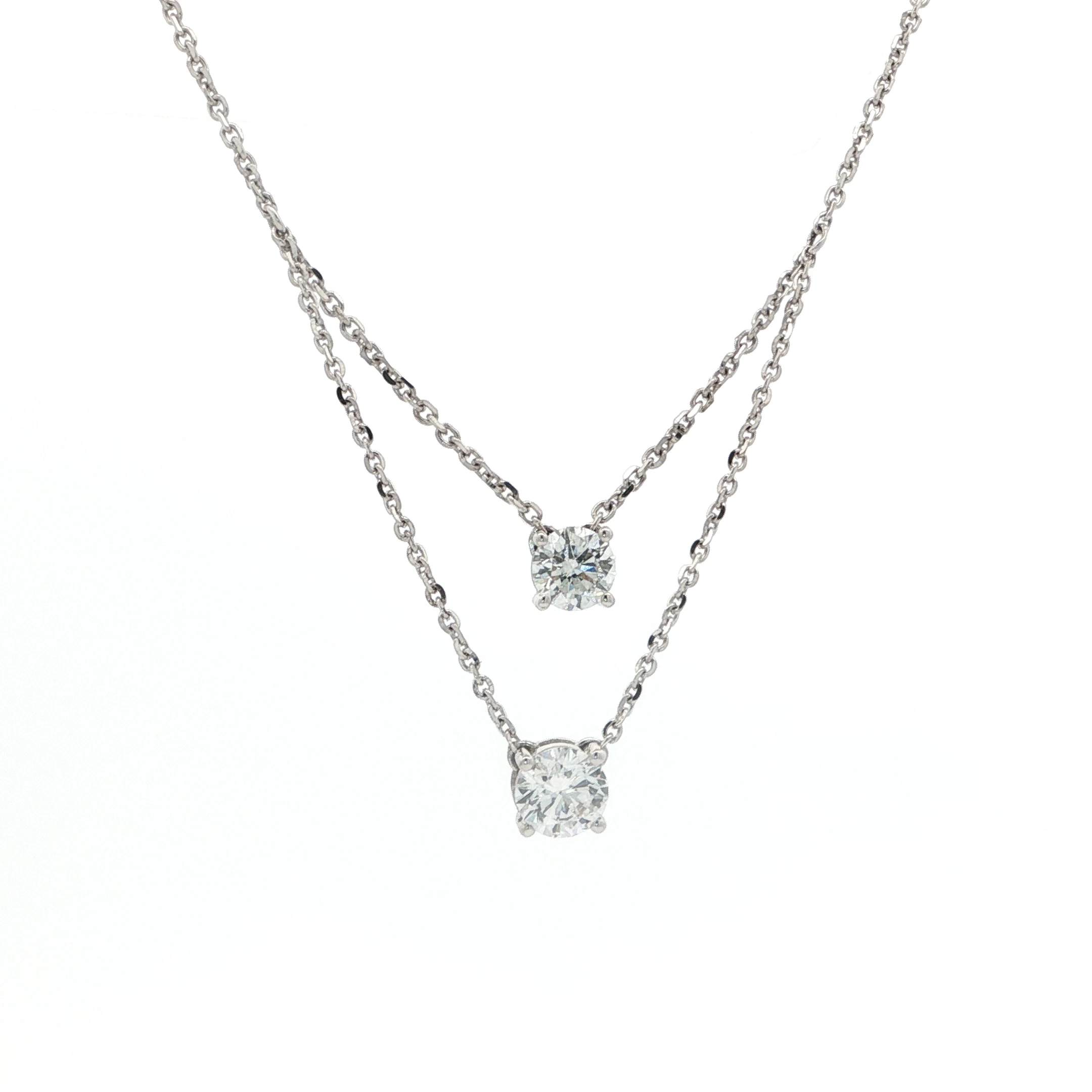 Duo Layered Diamond Pendant Necklace(1)