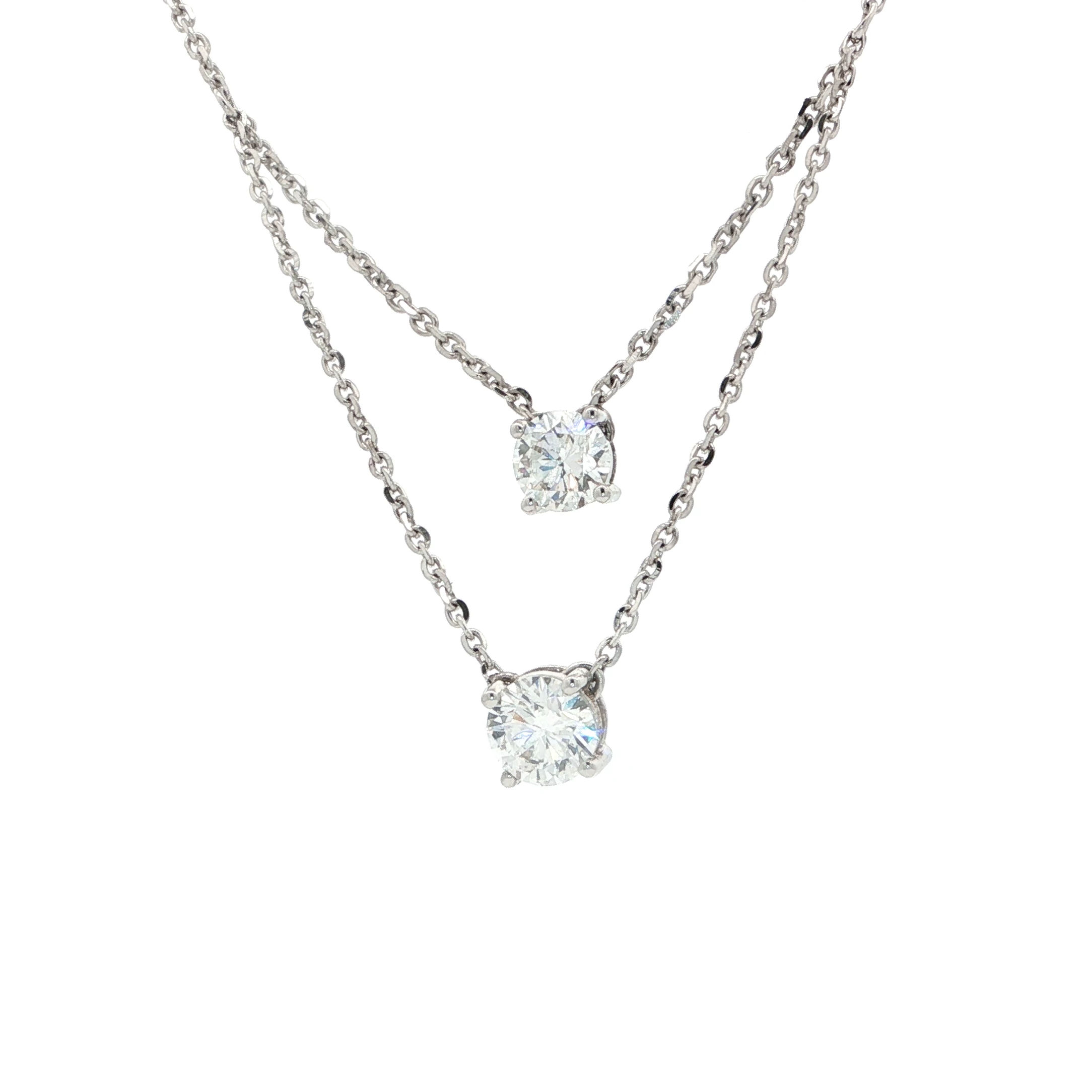 Duo Layered Diamond Pendant Necklace