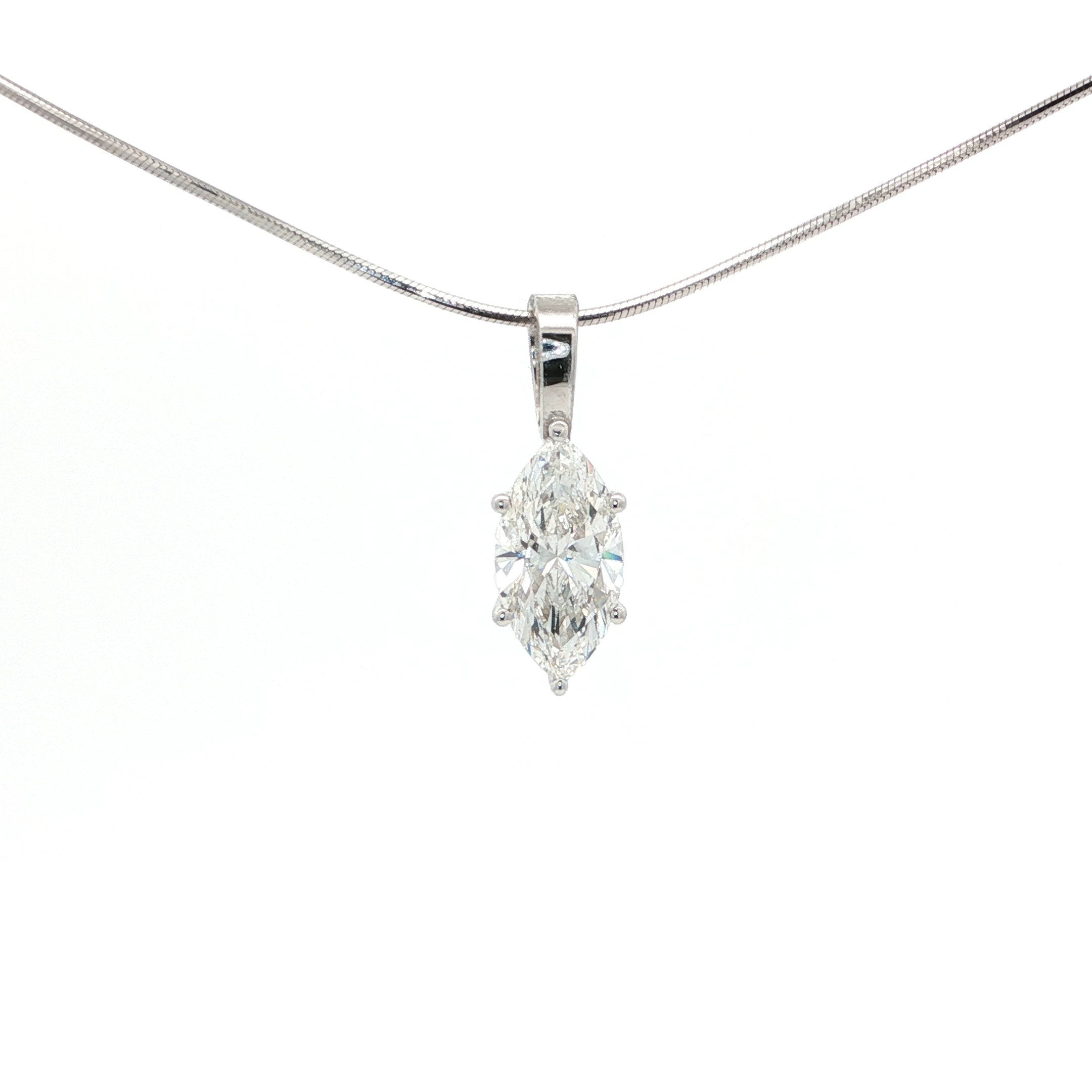 Marquise Diamond Pendant in White Gold1