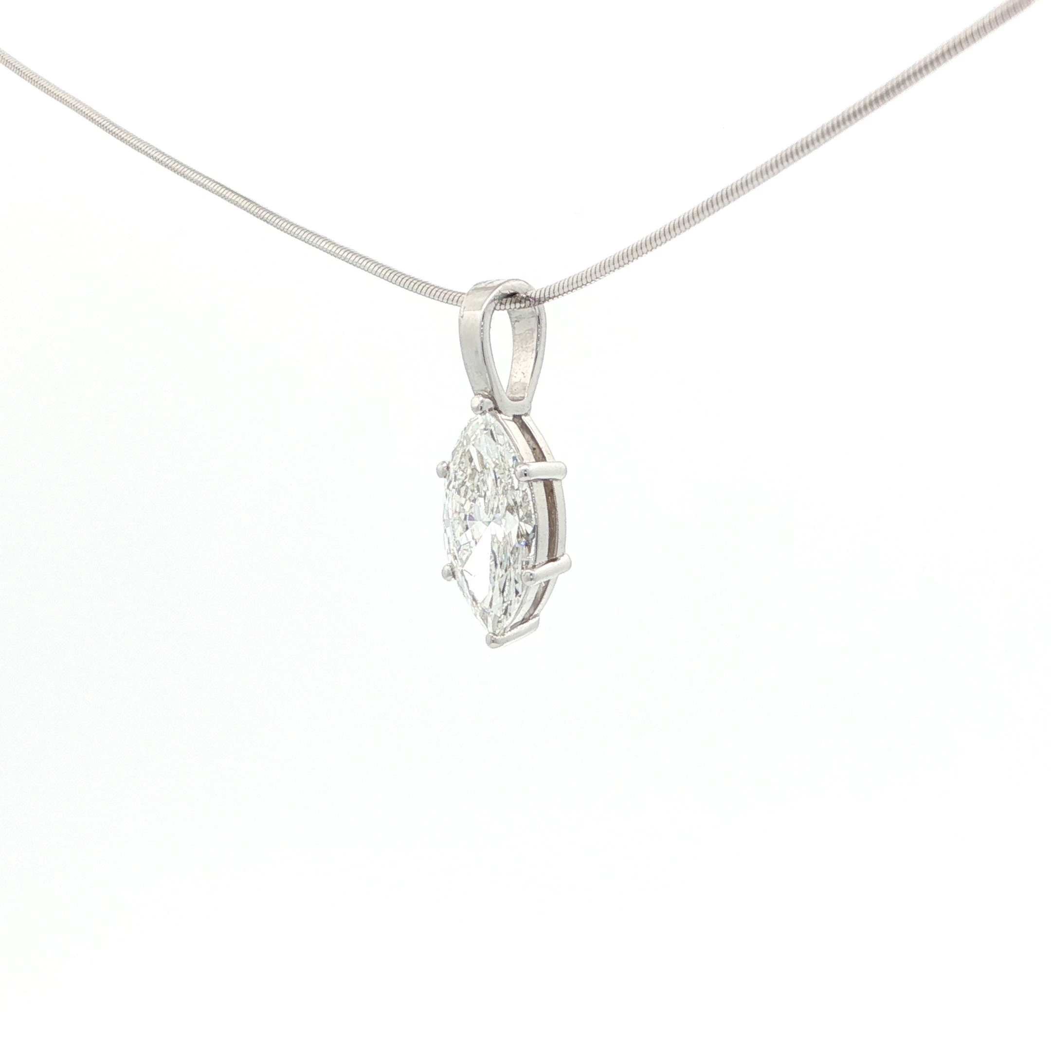 Marquise Diamond Pendant in White Gold