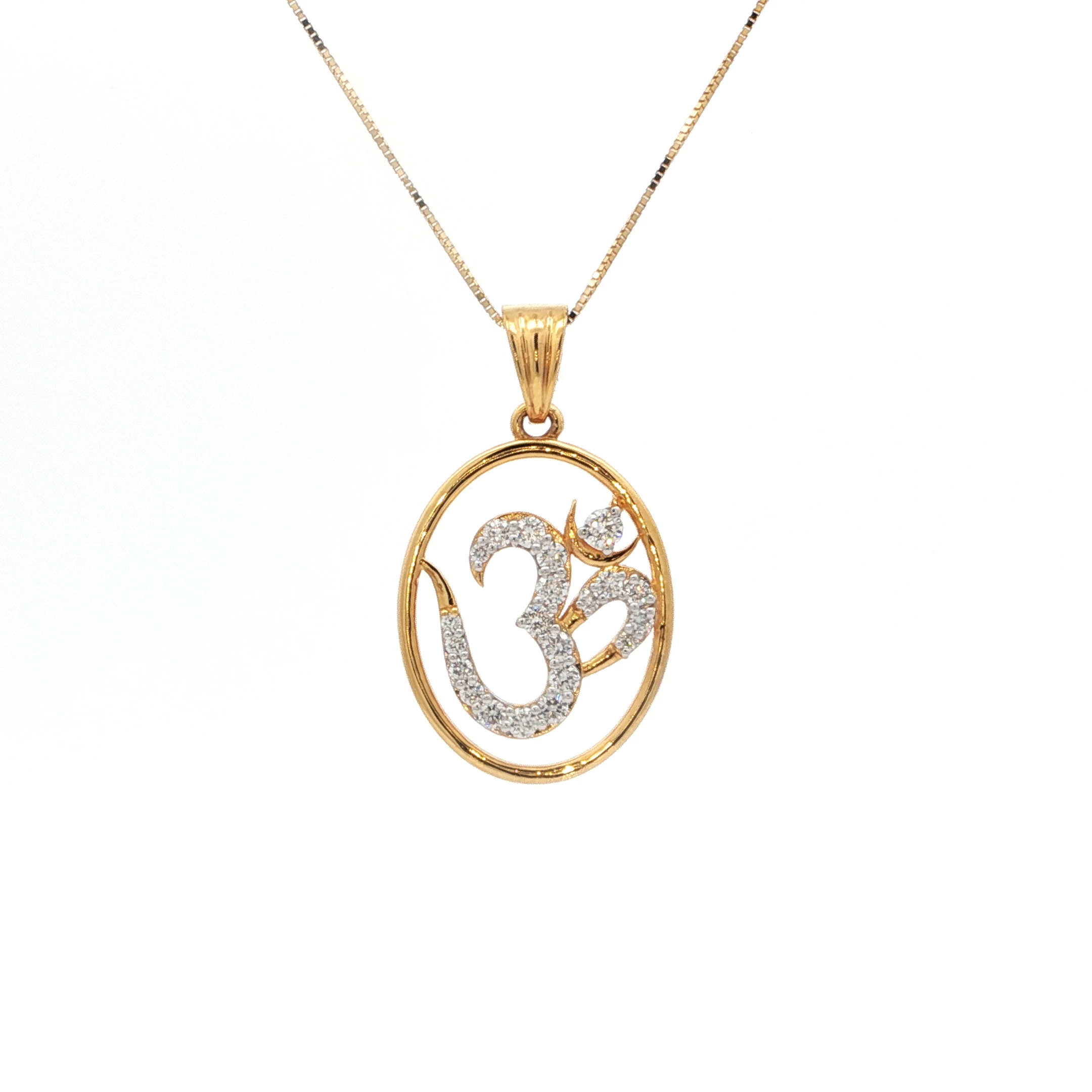 Om Diamond Pendant - Yellow Gold1