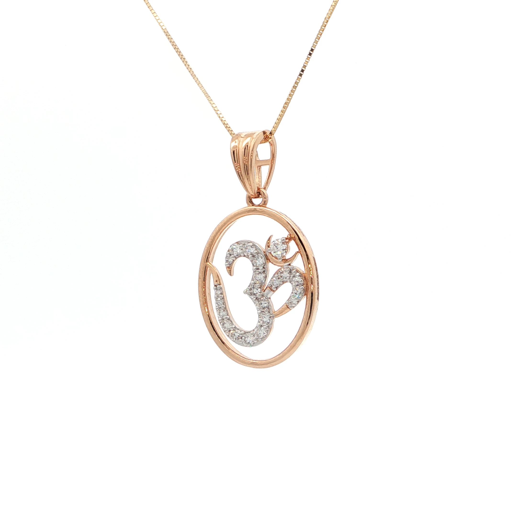 Om Oval Diamond Pendant in Rose Gold