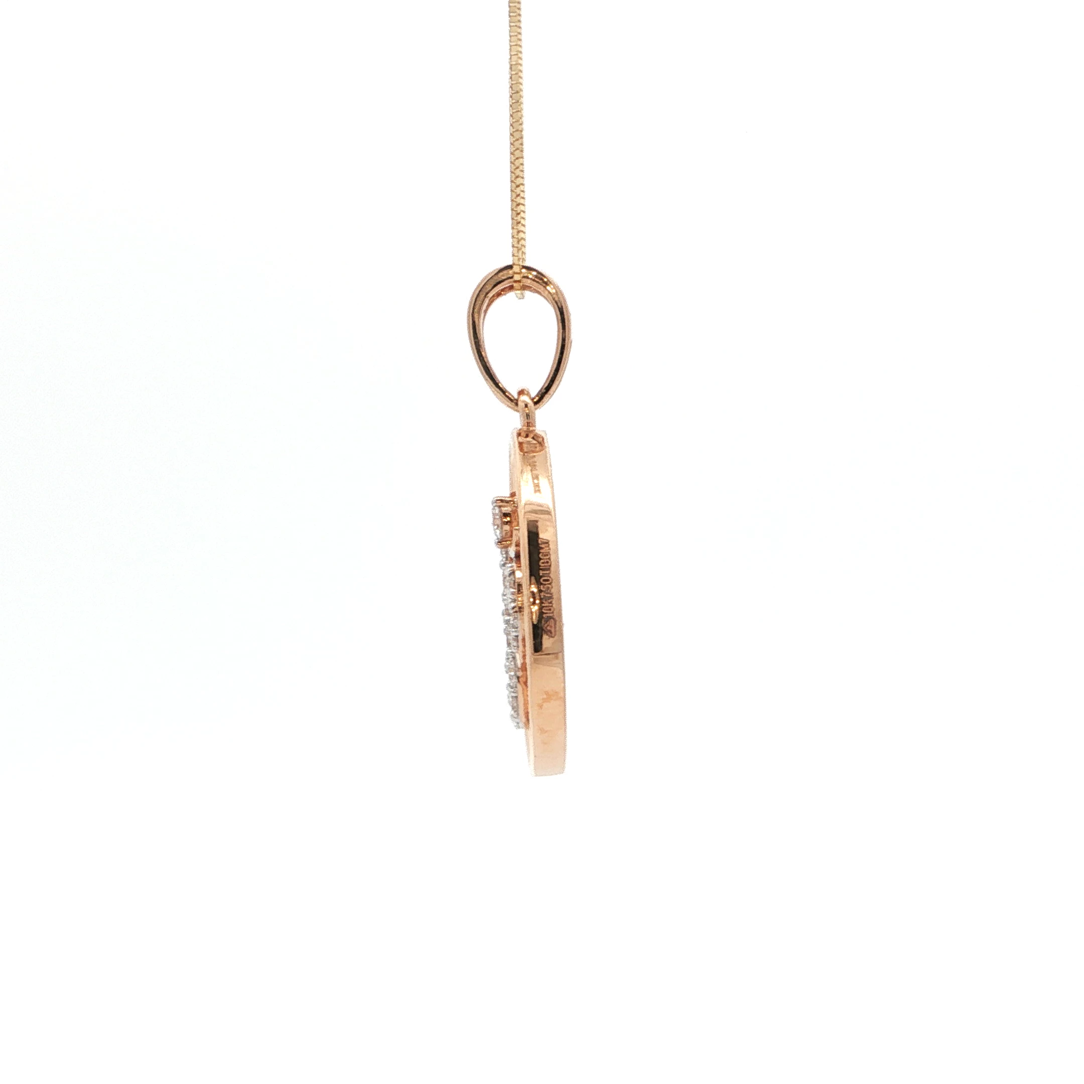 Om Oval Diamond Pendant in Rose Gold